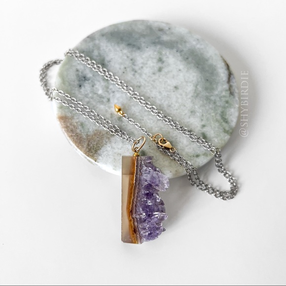 NEW Artisan Amethyst Semiprecious Gemstone Slice Pendant - Picture 3 of 14